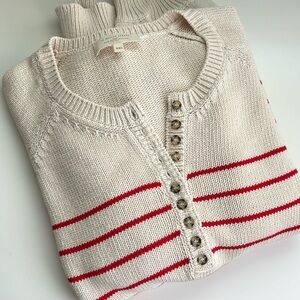 Sezane Leontine Jumper, Ecru/Red, XXL